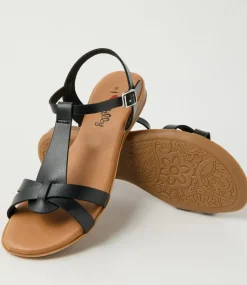 Women I LOVE BILLY Flats|Sandals-Darty Black Smooth Sandals