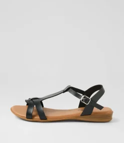 Women I LOVE BILLY Flats|Sandals-Darty Black Smooth Sandals