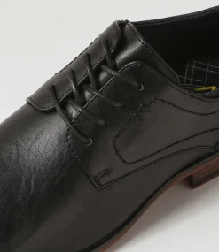 C88 by COLORADO Dress Shoes-Daryn Black Smooth Lace Up Flats