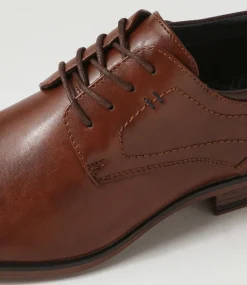 C88 by COLORADO Dress Shoes-Daryn Cognac Smooth Lace Up Flats