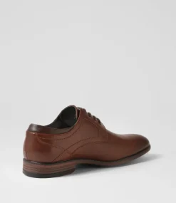C88 by COLORADO Dress Shoes-Daryn Cognac Smooth Lace Up Flats