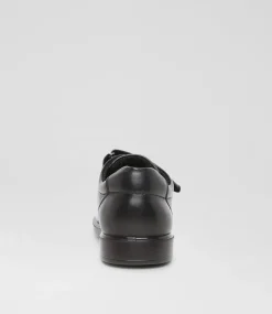LYNX Junior School Shoes-Dash Junior Black Leather Adjustable Shoes