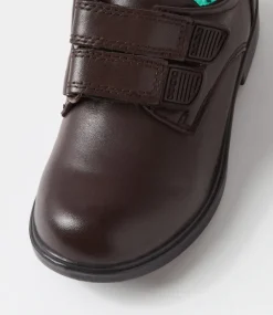 LYNX Junior School Shoes-Dash Junior Brown Leather Adjustable Shoes