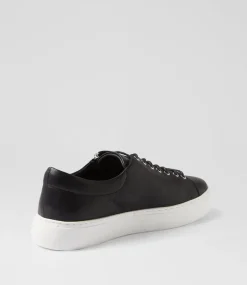 Women TOP END Sneakers-Dashar Black White Leather Sneakers