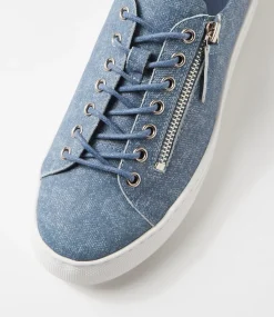 Women TOP END Sneakers-Dashar Blue Denim Leather Sneakers