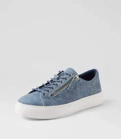 Women TOP END Sneakers-Dashar Blue Denim Leather Sneakers
