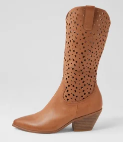 Women TOP END Boots-Dassle Dark Tan Leather Knee High Boots