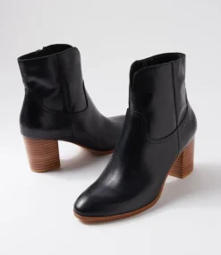 Women DIANA FERRARI Boots-Dawsin Black Natural Leather Ankle Boots