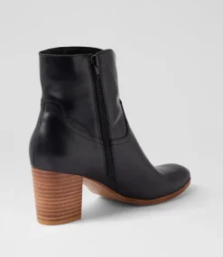 Women DIANA FERRARI Boots-Dawsin Black Natural Leather Ankle Boots