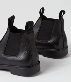 LYNX Junior School Shoes-Dax Black Leather Ankle Boots