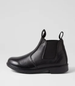 LYNX Junior School Shoes-Dax Black Leather Ankle Boots