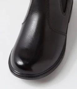 LYNX Junior School Shoes-Dax Black Leather Ankle Boots
