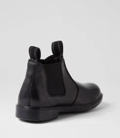 LYNX Junior School Shoes-Dax Black Leather Ankle Boots