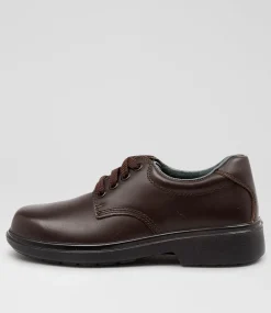 CLARKS Senior School Shoes-Daytona Senior E Brown Leather Lace Up Shoes
