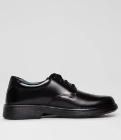 CLARKS Senior School Shoes-Daytona Senior F Black Leather Lace Up Shoes