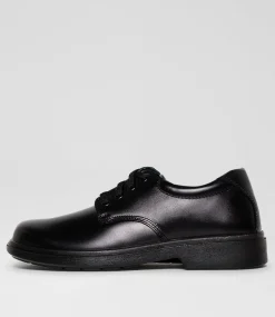 CLARKS Senior School Shoes-Daytona Senior F Black Leather Lace Up Shoes
