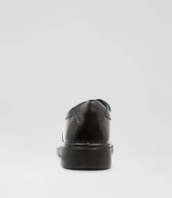 CLARKS Junior School Shoes-Daytona Youth E Black Leather Shoes
