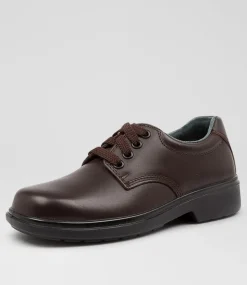 CLARKS Junior School Shoes-Daytona Youth E Brown Leather Shoes