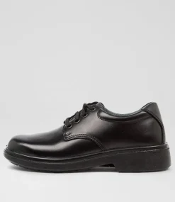 CLARKS Junior School Shoes-Daytona Youth F Black Leather Shoes