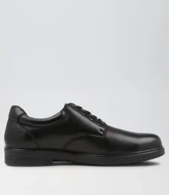 COLORADO Senior School Shoes-Daze Senior E Black Leather Lace Up Shoes