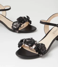 Women SUPERSOFT Comfort|Heels-Dazzle Black Metallic Multi Leather Sandals