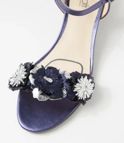 Women SUPERSOFT Comfort|Heels-Dazzle Blue Metallic Multi Leather Sandals