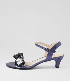 Women SUPERSOFT Comfort|Heels-Dazzle Blue Metallic Multi Leather Sandals