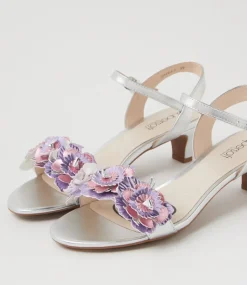 Women SUPERSOFT Comfort|Heels-Dazzle Lilac Metallic Multi Leather Sandals