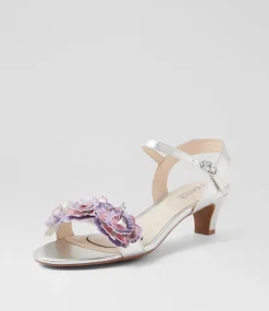 Women SUPERSOFT Comfort|Heels-Dazzle Lilac Metallic Multi Leather Sandals