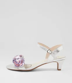 Women SUPERSOFT Comfort|Heels-Dazzle Lilac Metallic Multi Leather Sandals