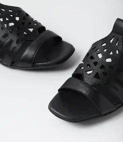 Women SUPERSOFT Comfort|Heels-Deardie Black Leather Sandals