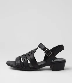 Women SUPERSOFT Comfort|Heels-Deardie Black Leather Sandals