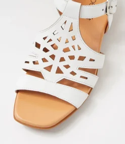 Women SUPERSOFT Comfort|Heels-Deardie White Leather Sandals