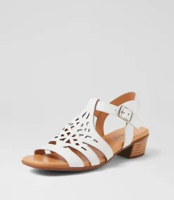 Women SUPERSOFT Comfort|Heels-Deardie White Leather Sandals