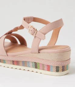 Women SUPERSOFT Comfort|Wedges-Deena Blush Pink Weave Leather Sandals