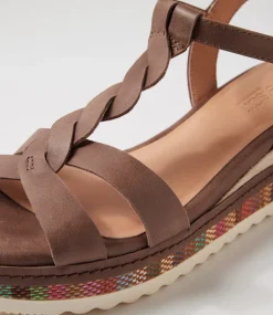 Women SUPERSOFT Comfort|Wedges-Deena Choc Weave Multi Sandals
