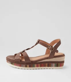 Women SUPERSOFT Comfort|Wedges-Deena Choc Weave Multi Sandals