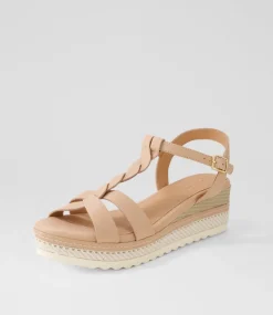 Women SUPERSOFT Comfort|Wedges-Deena Dark Nude Leather Sandals