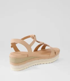 Women SUPERSOFT Comfort|Wedges-Deena Dark Nude Leather Sandals