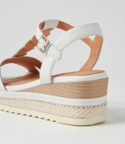 Women SUPERSOFT Comfort|Wedges-Deena White Leather Sandals