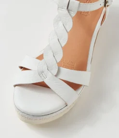 Women SUPERSOFT Comfort|Wedges-Deena White Leather Sandals