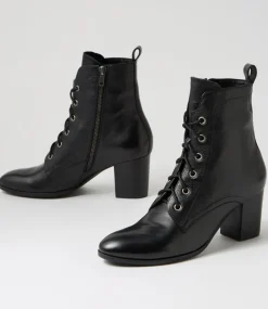 Women DIANA FERRARI Boots-Deepness Black Leather Lace Up Boots