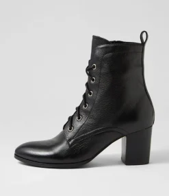 Women DIANA FERRARI Boots-Deepness Black Leather Lace Up Boots