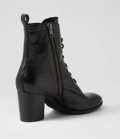 Women DIANA FERRARI Boots-Deepness Black Leather Lace Up Boots