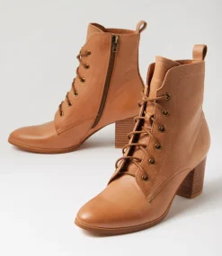 Women DIANA FERRARI Boots-Deepness Dark Tan Natural Leather Ankle Boots