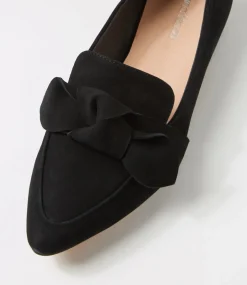 Women DIANA FERRARI Flats|Loafers-DEEZ DF BLACK SUEDE
