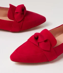 Women DIANA FERRARI Flats|Loafers-DEEZ DF RED SUEDE