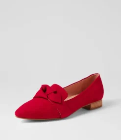 Women DIANA FERRARI Flats|Loafers-DEEZ DF RED SUEDE