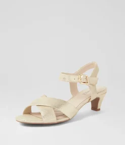 Women SUPERSOFT Comfort|Heels-Delicousy Gold Leather Sandals