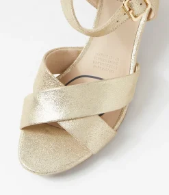 Women SUPERSOFT Comfort|Heels-Delicousy Gold Leather Sandals
